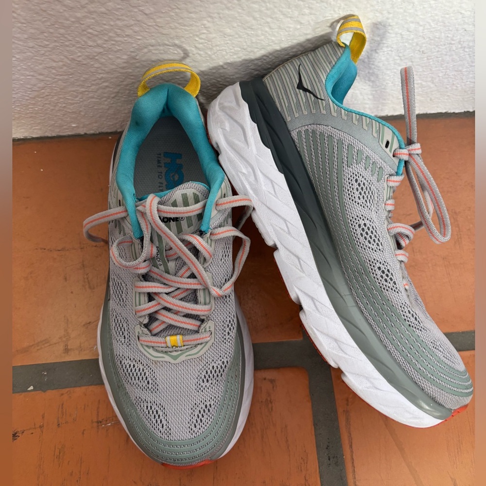 Hoka Women's Bondi 6 Teal and Gray Athletic Shoes size 5.5